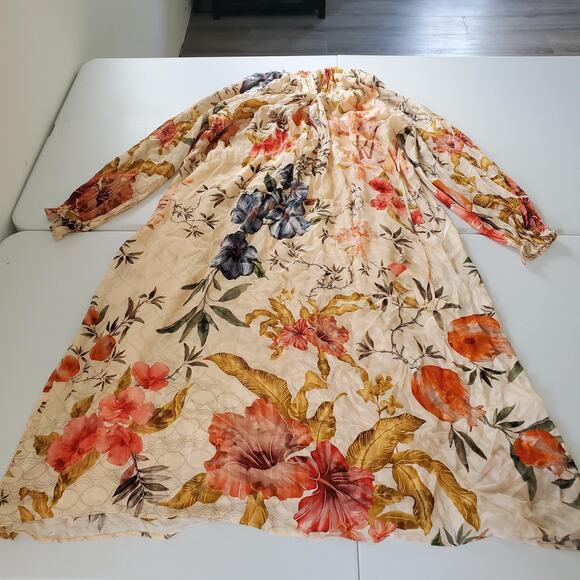 Siddhartha Bansal Dress Womens XL Cream Floral Boho Long Sleeve Anthropologie - Picture 2 of 9